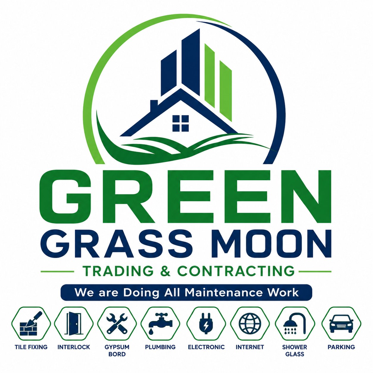 Green Grass Moon Trading & Contracting full logo